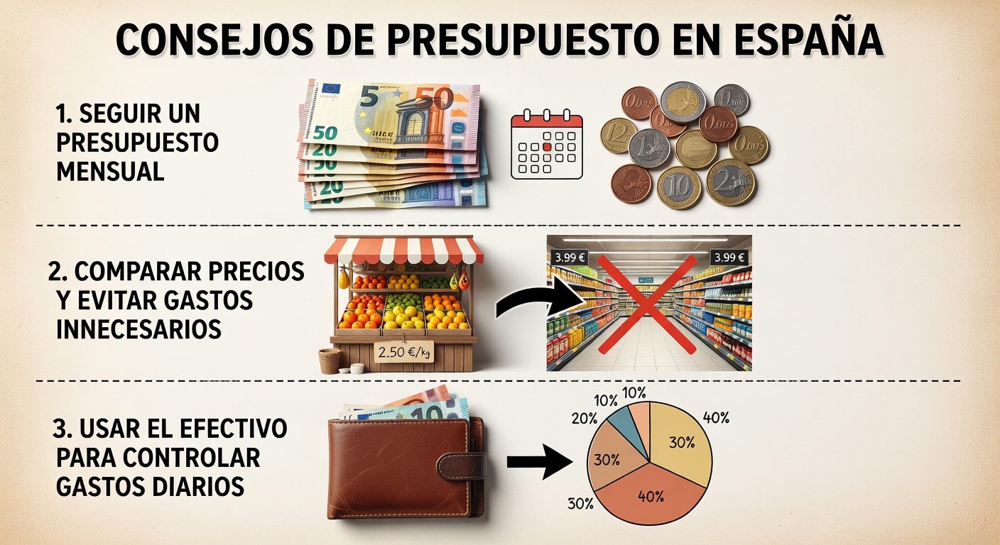 Monedas de euro y iconos de categorías de presupuesto