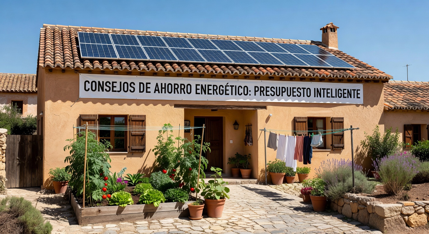 Casa española con paneles solares para ahorro energético