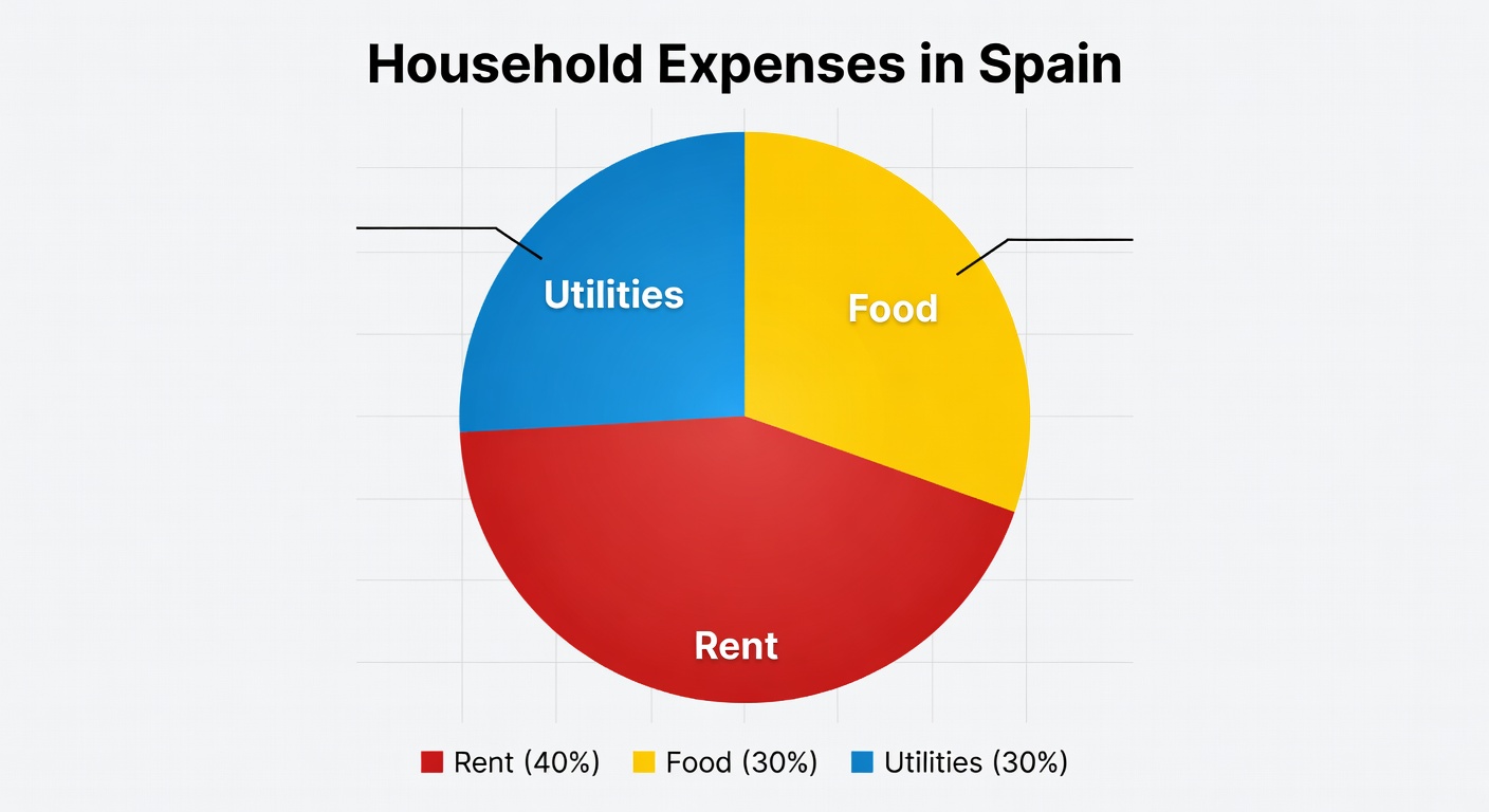 Gráfico circular de gastos del hogar en España